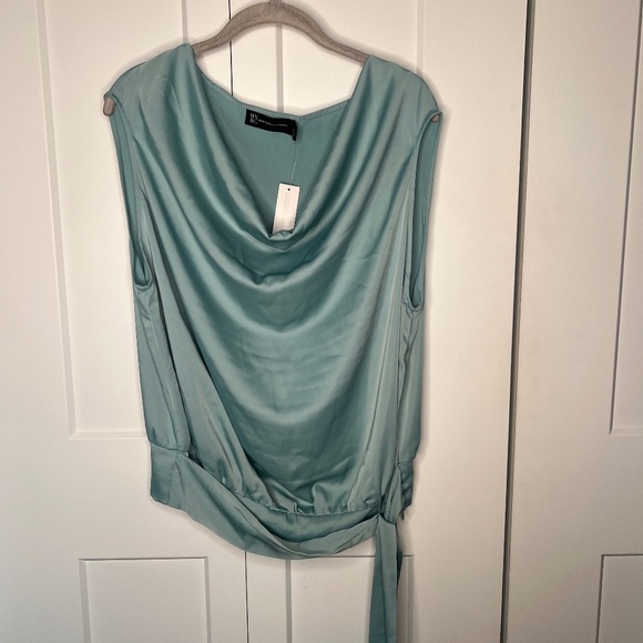 New York & Company Scoop Waist Tie Sleeveless Blouse NWT Women's Size Large - Picture 1 of 7